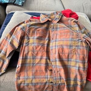 Casual Men's Plaid Button-Down Shirt - Orange and Yellow